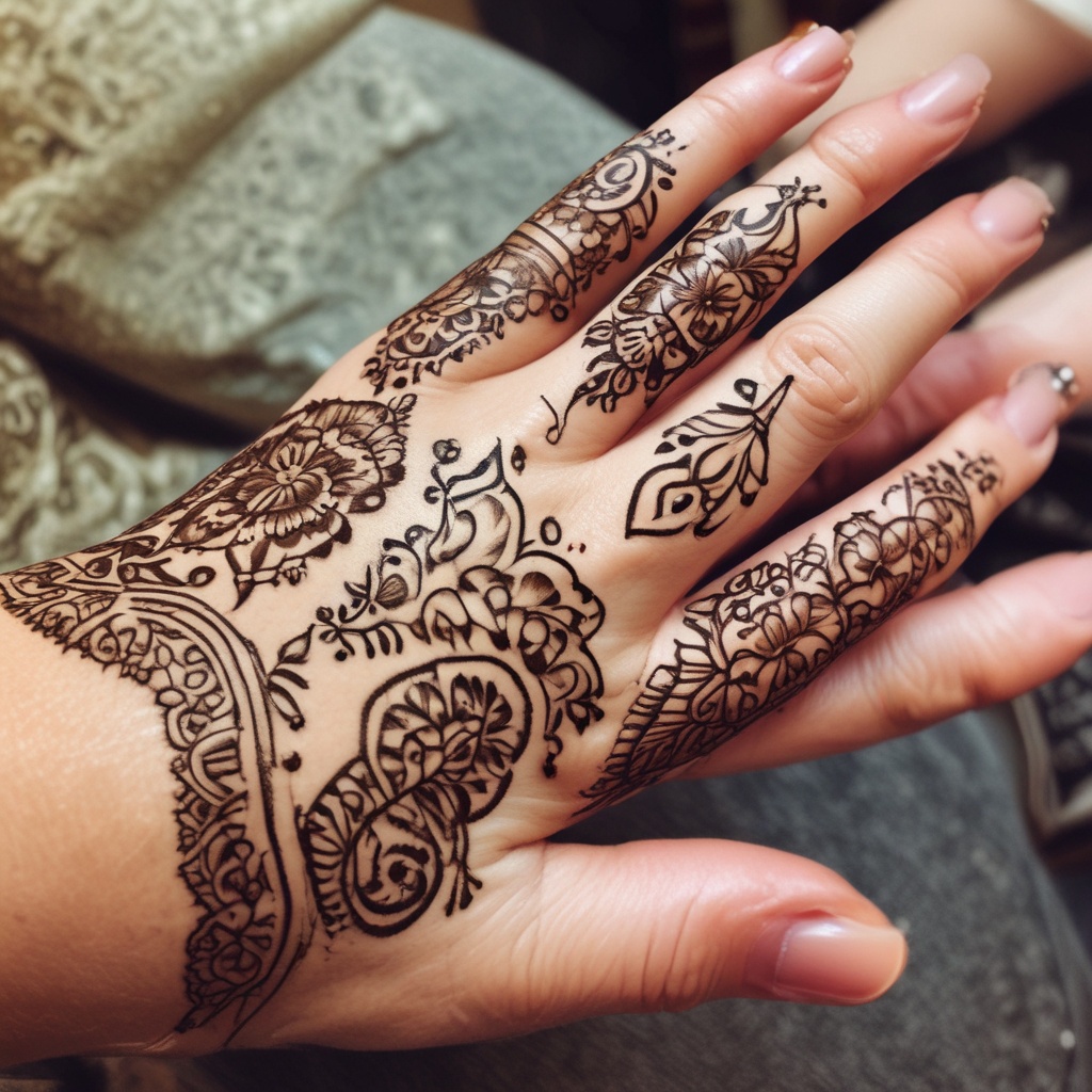 Client receiving henna color treatment
